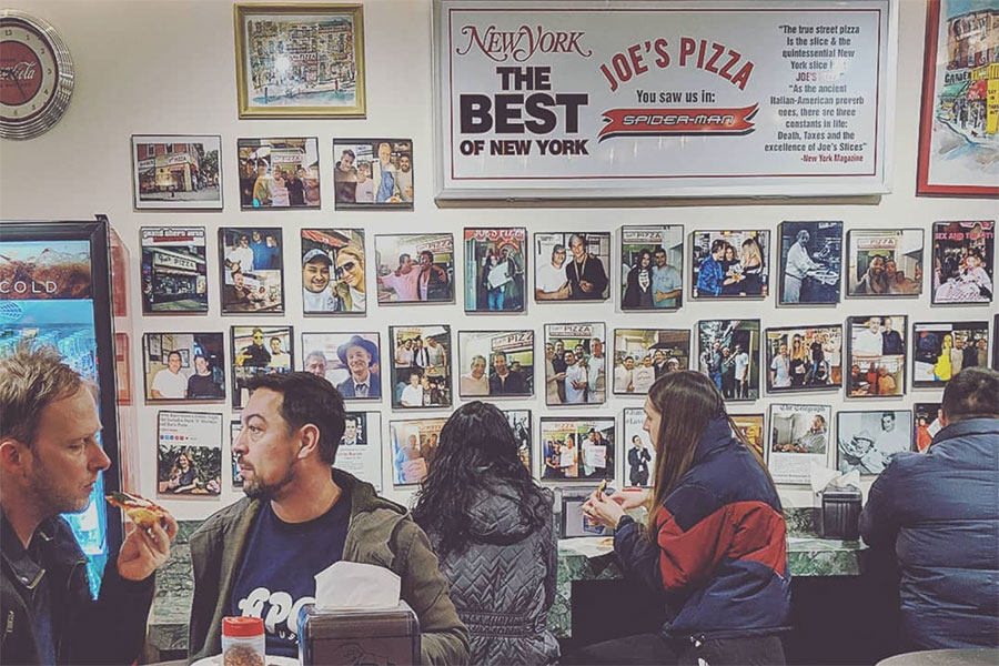 Joes pizza photo wall