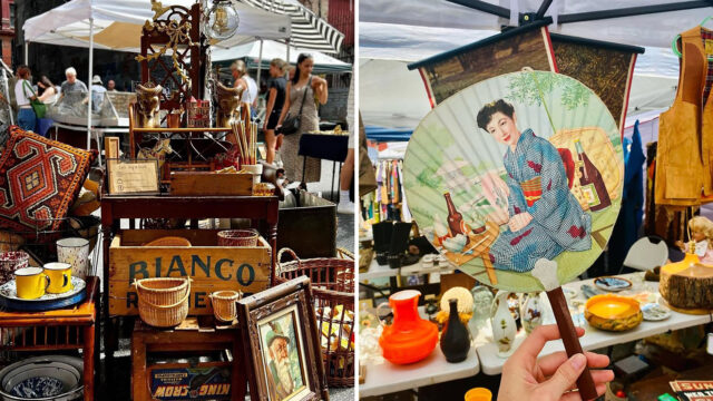 Vintage stalls at Chelsea Flea Market in New York City
