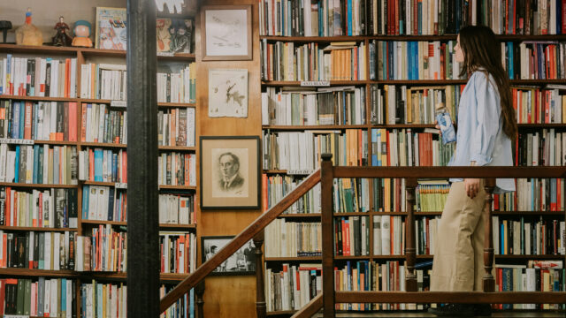 A woman in a bookstore