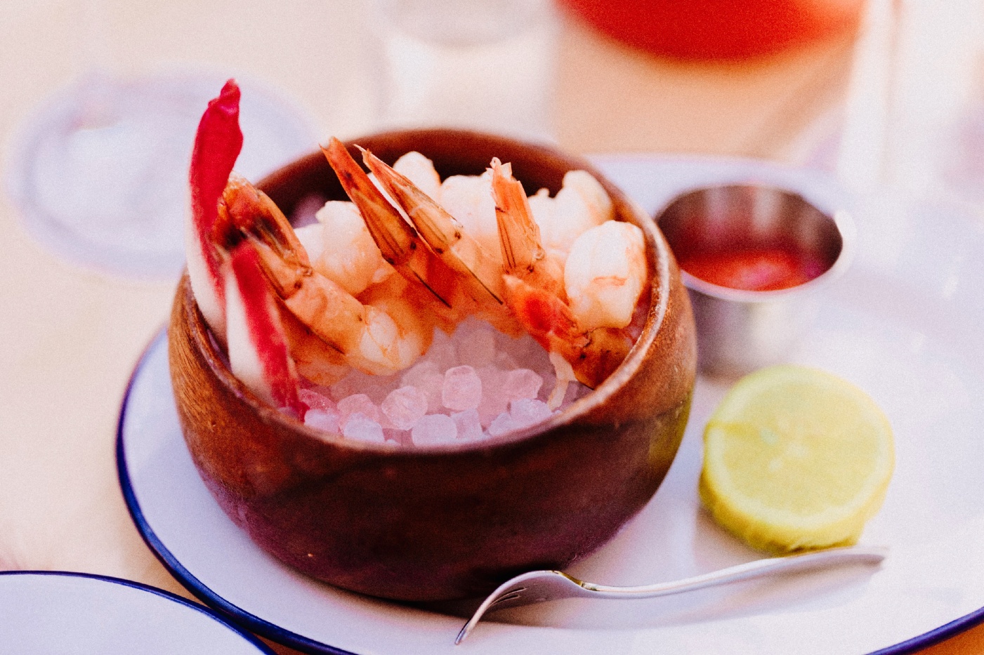 Shrimp cocktail at Gilligan's outdoor bar and restaurant in SoHo, NY.