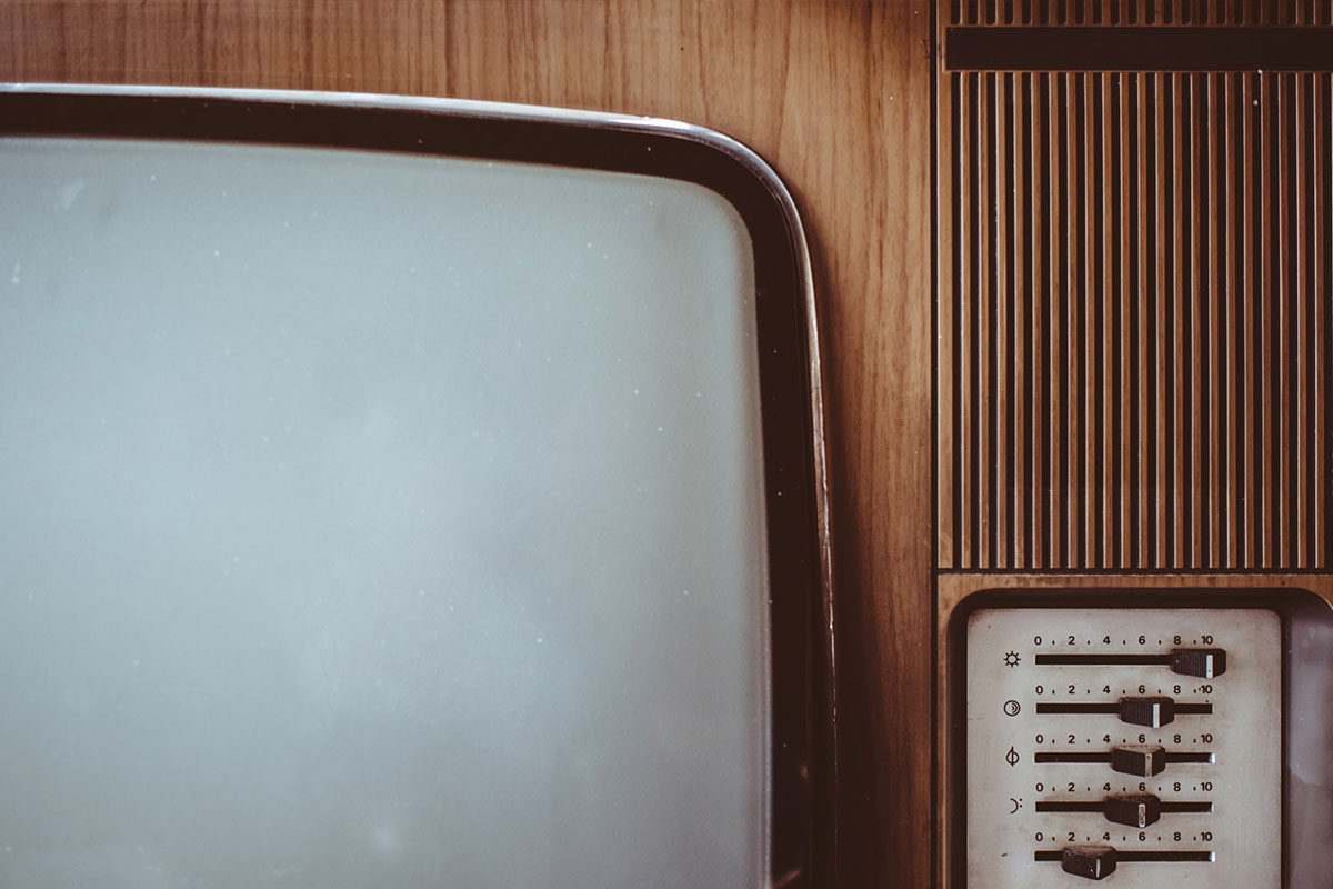 a detail shot of an old fashioned television