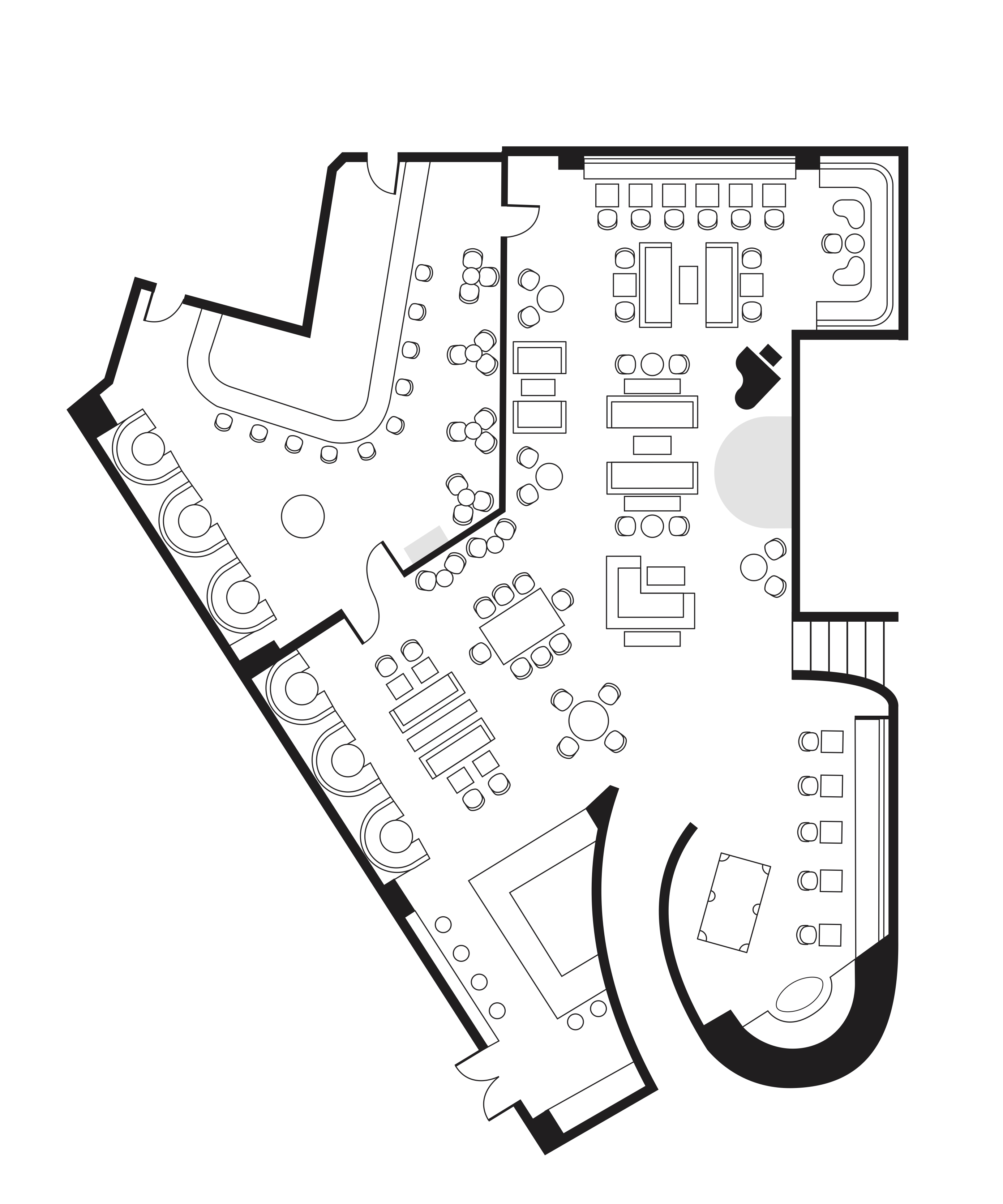 Roxy bar floor plan for private events.
