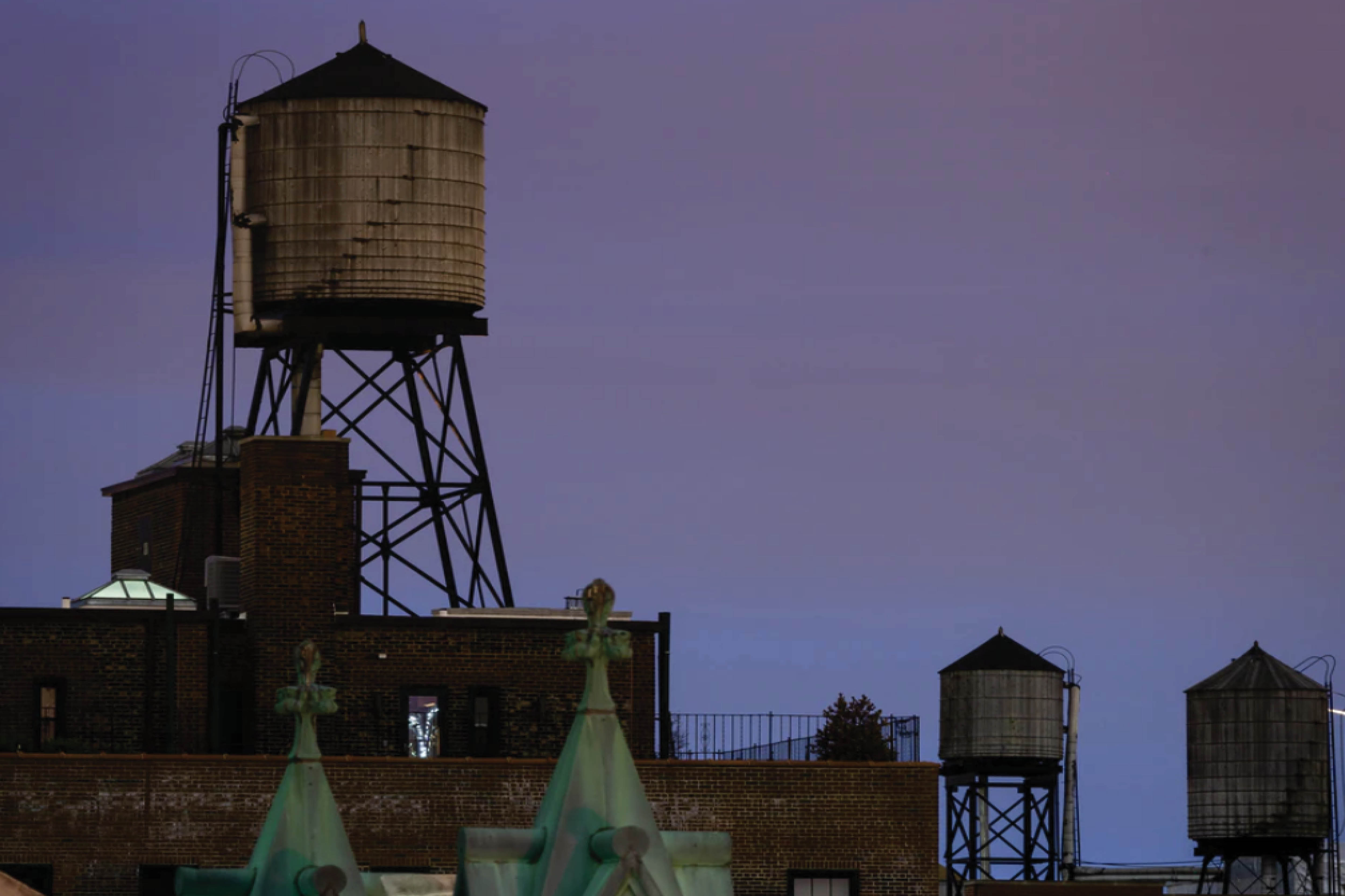 a water table sits above apartment buildings