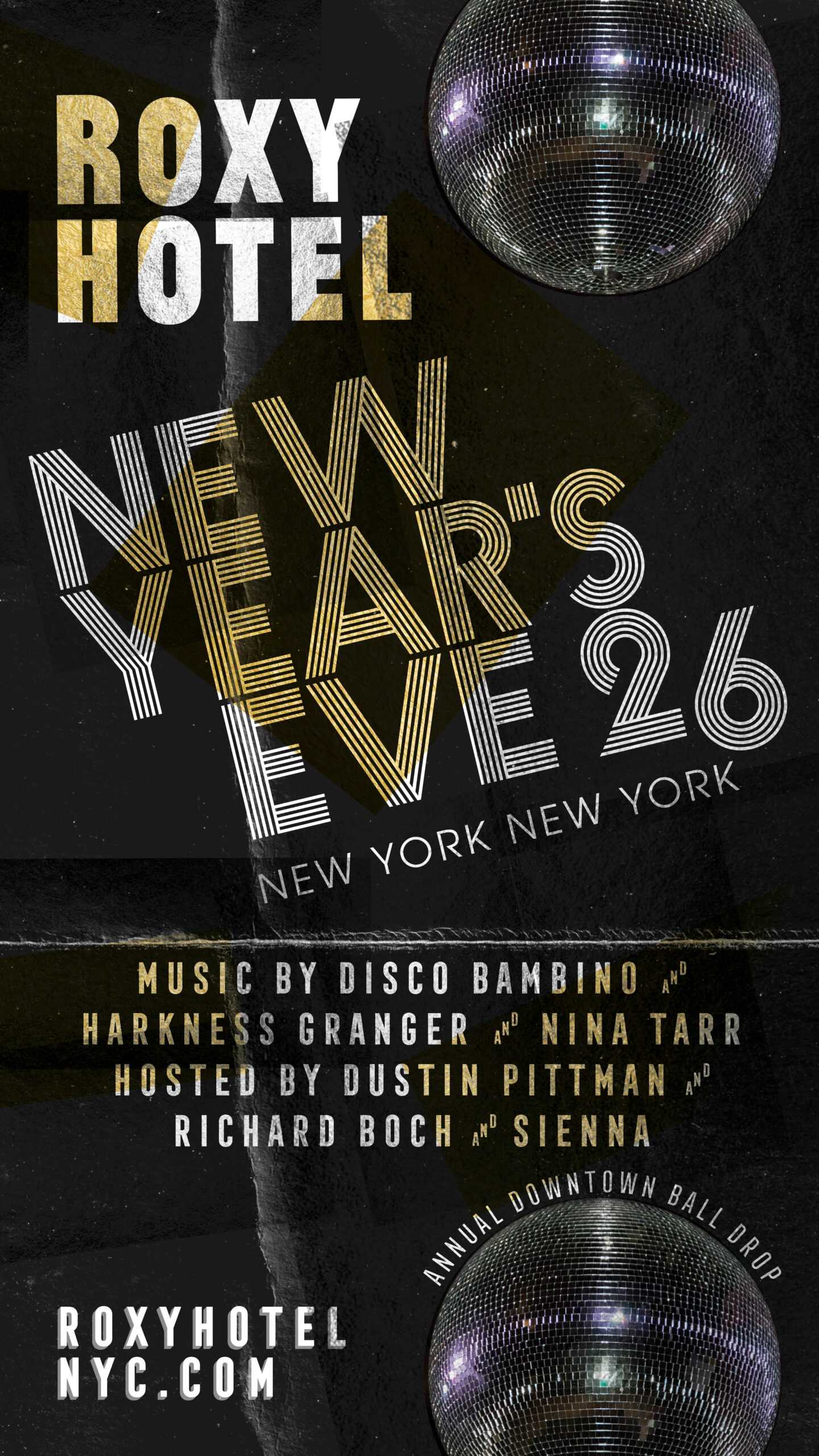 Flyer for Roxy Hotel's NYE party.