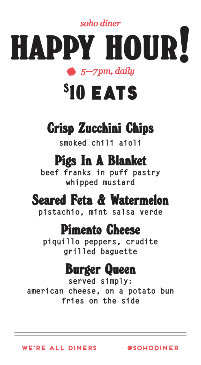 SoHo's Best Happy Hour Soho Diner 10 Drinks and Eats