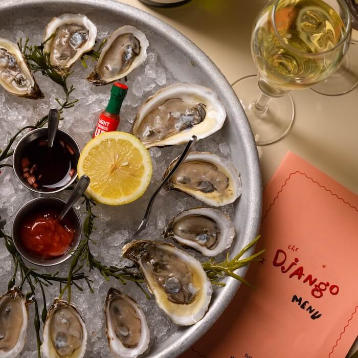 Oyster platter on ice at The Django.
