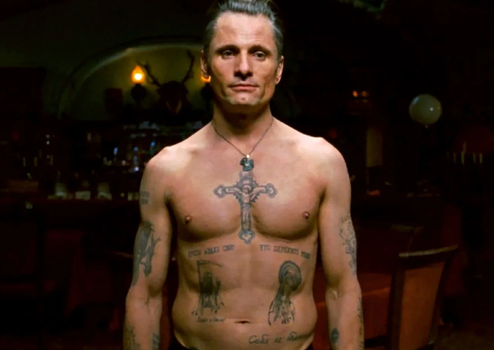 A scene from the motion picture Eastern Promises featuring Viggo Mortensen