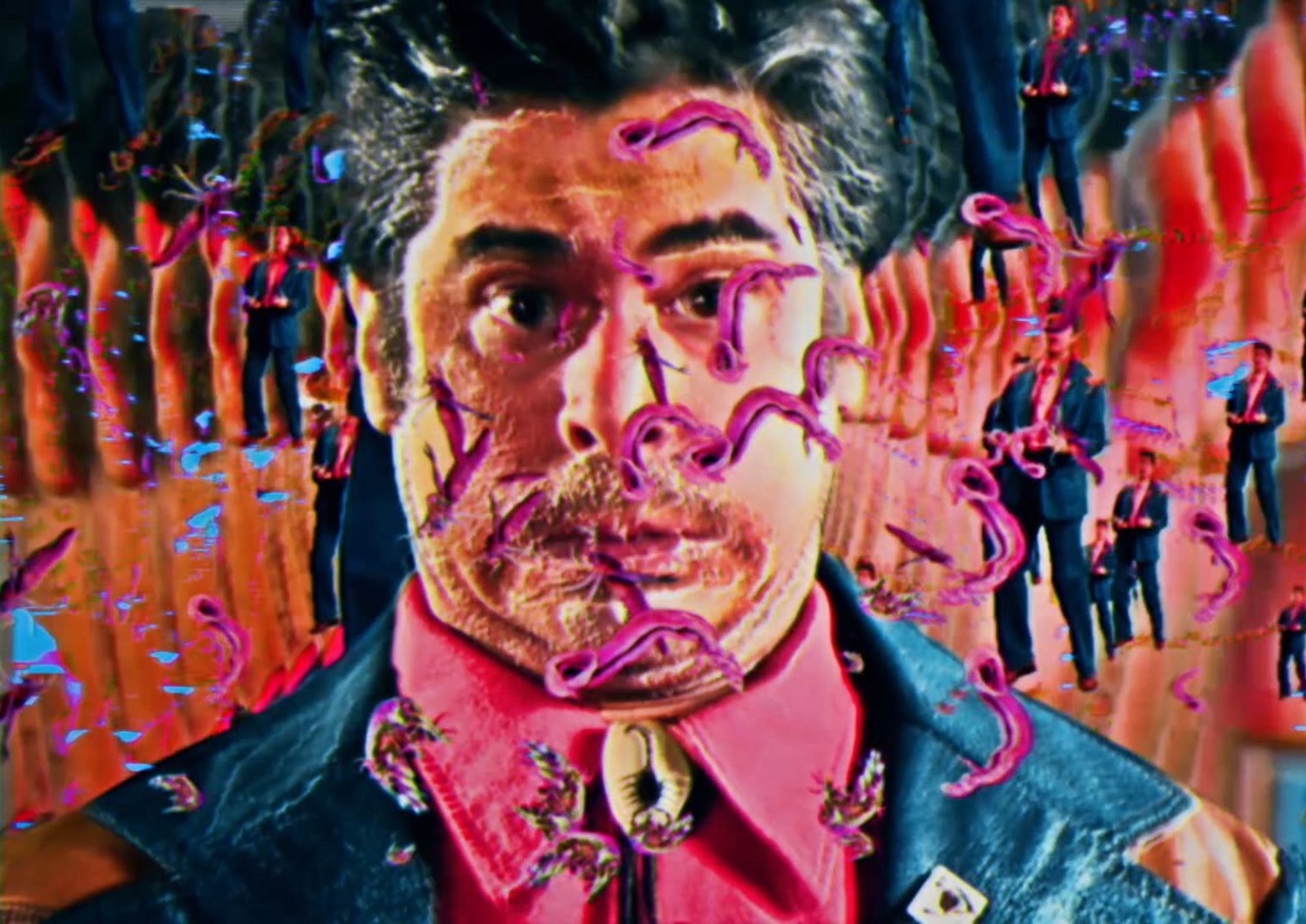 Colorful, artwork portrait of a man's face