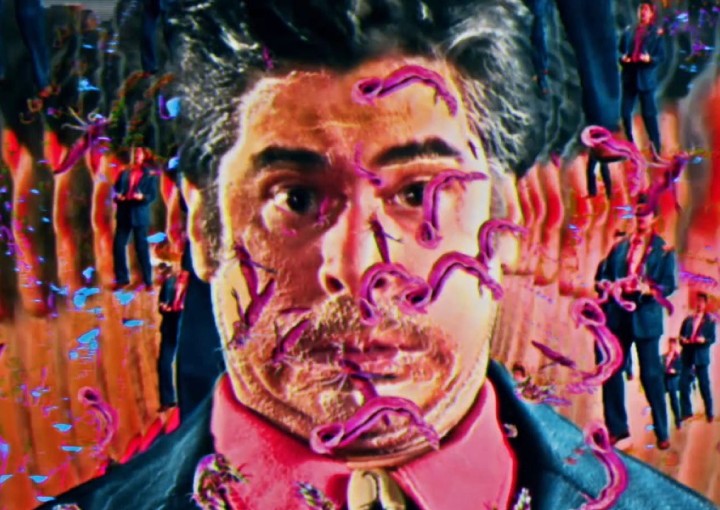 Colorful, artwork portrait of a man's face