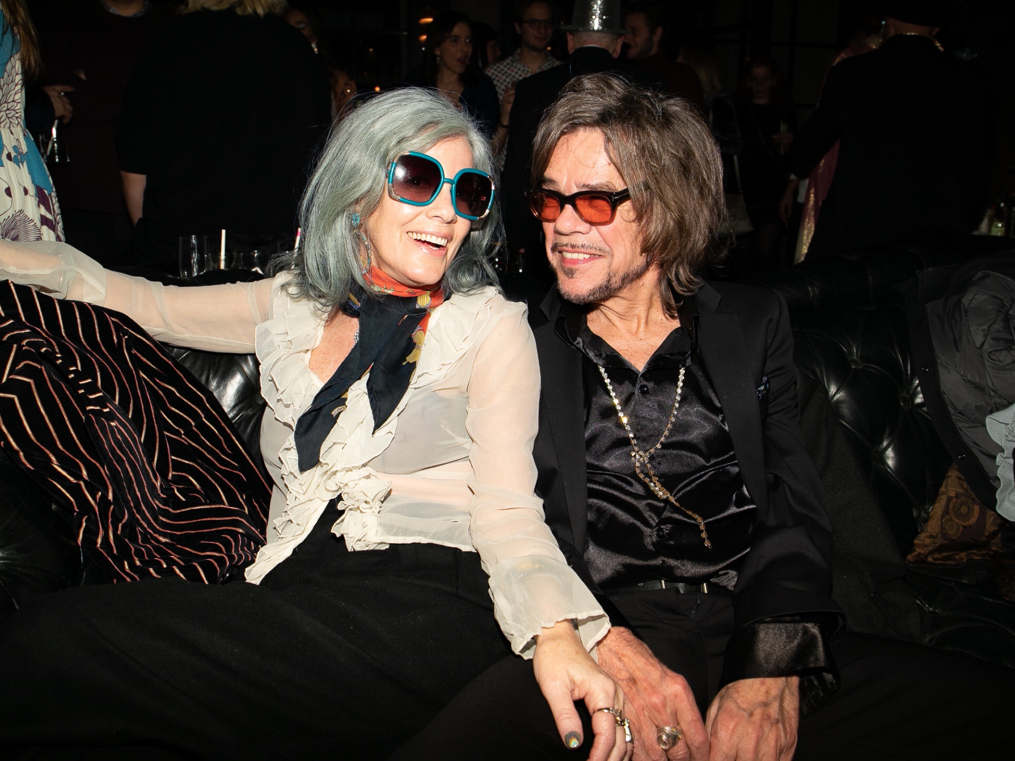 David Johansen and wife Mara sitting at The Roxy Hotel.