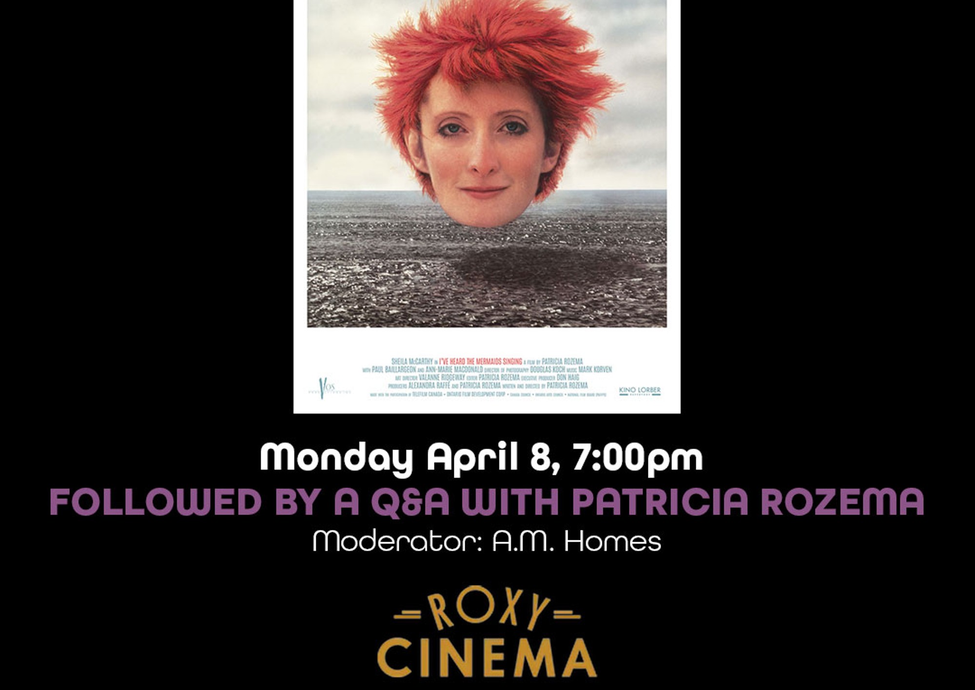 Poster for Patricia Rozema Q&A for her film I've Heard the Mermaids Singing