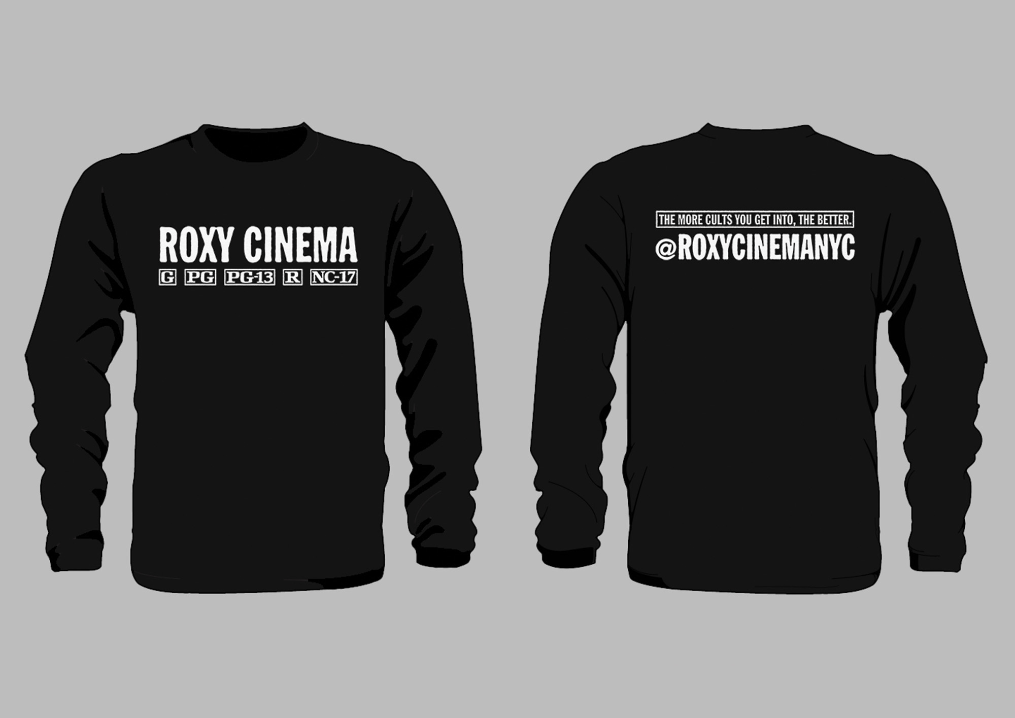 Two Black Roxy Cinema Sweatshirts